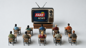 Klas kijkt naar hun fake news journaal aan het eind van de workshop Fake it till you make it