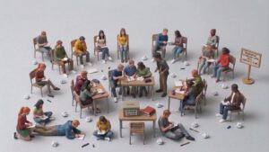 Klas schrijvend aan de slag in de workshop sekspliciet schrijven